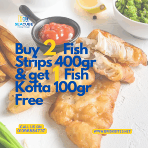 Buy 2 Fish Strips 400gr and get 1 Fish Kofta 400gr Free