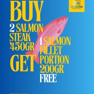 Buy 2 Salmon Steak 450gr (2 Pieces) and get 1 Salmon Fillet portion 200gr Free
